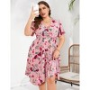YESFASHION Plus Size Women Wrap V Neck Midi Dress Short Sleeves High Waist Irregular Hem Casual Summer Dress - 2 of 4