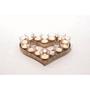 Transpac Elegant Gold Metal and Glass Heart Candle Holder for Tealight Candles Perfect for Valentines Day Gift Giving - 1 of 1