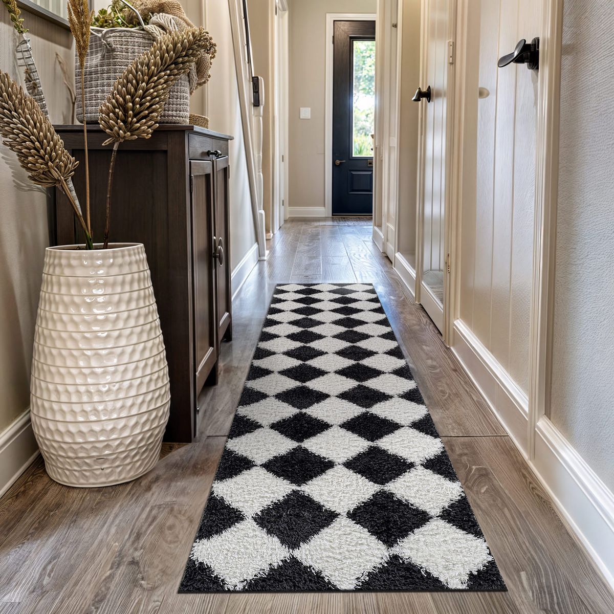 World Rug Gallery Diamond Wave Shag Rug – Cozy Feel for Living Room, Bedroom, or Entryway – Anthracite Dark Gray – Medium Pile - thumbnail 2