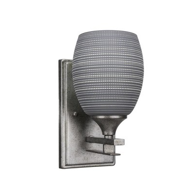 Toltec Lighting Uptowne 1 - Light Sconce in  Aged Silver with 5" Gray Matrix Shade