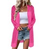 Womens Cardigan Above Knee Crochet Sweater Open Front Ribbed Long Sleeve Lightweight Sweater Longline Cardigan Cozy Fall Sweater Coats - 3 of 4