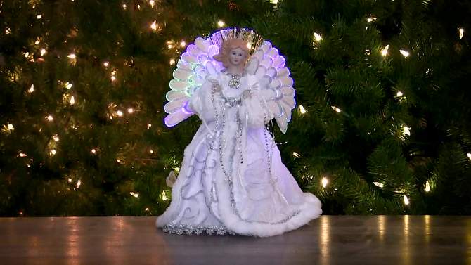 Northlight 16" Lighted White Gown Angel Christmas Tree Topper - Clear Lights, 2 of 3, play video
