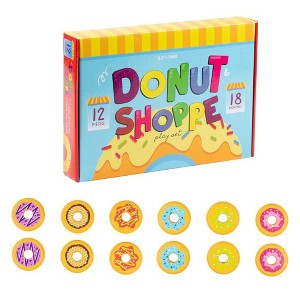 Blue Panda Wooden Play Food Set - 12-Pack Kids Pretend Play Donut Snacks Shop, Playhouse Toys for Toddlers, 6 Assorted Flavors - 1 of 4