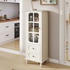 CAVINAS 28" Minimalist Sideboard,Buffet Cabinet with Double Glass Doors & Drawer,Kitchen Storage Cabinet for Kitchen, Hallway,Living Room - 2 of 4