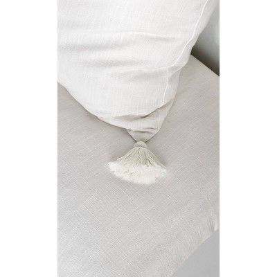 White Cotton Tassel Euro Sham Pillow Cover