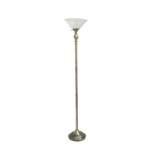 1 Light Torchiere Floor Lamp with Marbleized Glass Shade Antique Brass - Elegant Designs