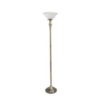 1-Light Torchiere Floor Lamp with Marbleized Glass Shade - Elegant Designs