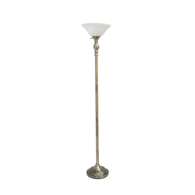 1-Light Torchiere Floor Lamp with Marbleized Glass Shade - Elegant Designs, 1 of 11