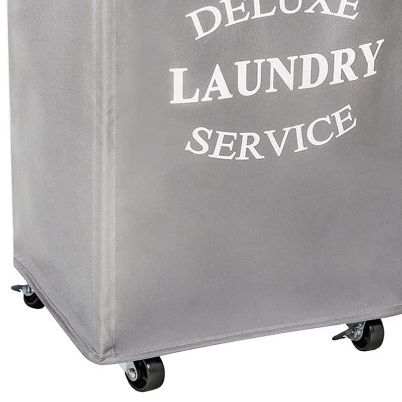 WOWLIVE Foldable Rectangular Deluxe Laundry Service Rolling Clothing Hamper Basket with Lockable Wheels for Laundry or Storage, 4 of 7
