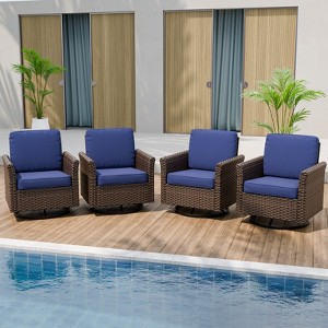 EAGLE PEAK Ocean Vista Outdoor Patio Chairs,  All-weather PE Wicker 360-Degree Rocking Swivel Chairs with Cushions - 1 of 4