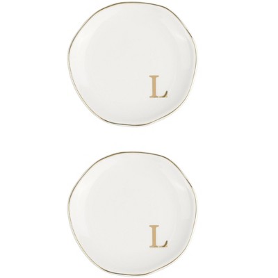 Unique Bargains Ceramic Decorative Jewelry Tray White 2 Packs