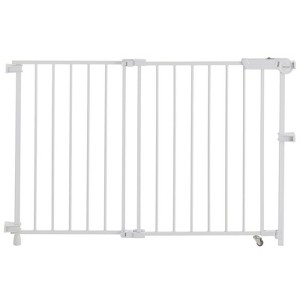 Angel Sar Baby Gate, 29.5-43 Inches Adjustable Width, 28 Inch High Pet Gate with No Threshold Bar, One-Hand Open, for Stairs and Doorways, White - 1 of 4