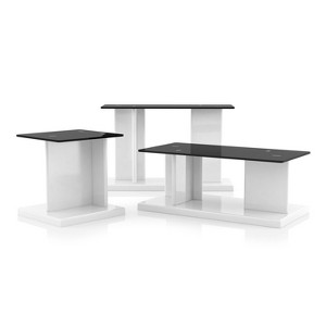 3pc Montreaux Coffee, Console, and End Table Set with Black Tempered Glass Top - miBasics - 1 of 4