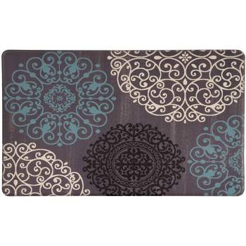 World Rug Gallery Contemporary Modern Floral Anti Fatigue Standing Mat - Gray 18"x30"