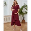 Coolmee Maternity Puff short Sleeve Maxi Dress V Neck Pregnancy Dresses for Baby Shower Photoshoot - 2 of 4