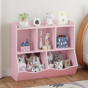 Toy Bookshelf and Bookcase - Multi Shelf with Cubby Organizer Cabinet for Books and Toys for Children Bedroom Playroom - 1 of 4