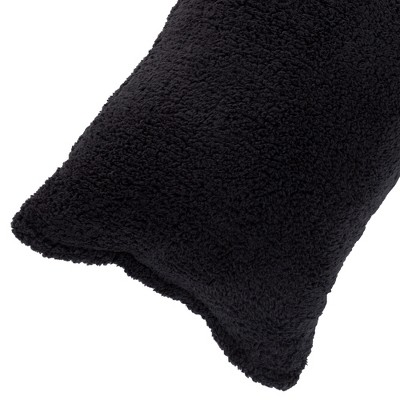 Hastings Home Sherpa Body Pillow Cover - 52" x 18", Black