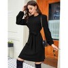 Women's  Knit Sweater Bodycon Dress Long Sleeve O Neck Midi Dress with Belt - 4 of 4