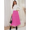 Women's 2025 Boho Chiffon Maxi Skirt - Flowy Pleated A-Line Long Skirt with Elastic Waist Hot Pink1 - 3 of 4