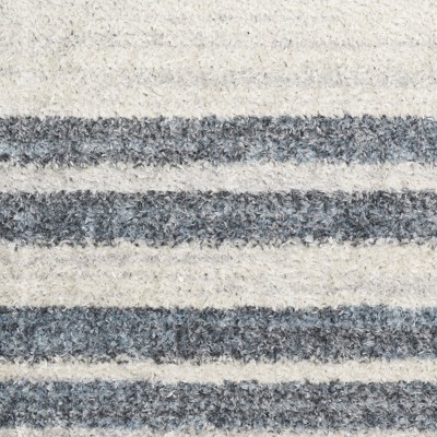 Scandinavian Charm Blue Stripe Washable 5' x 7' Wool Blend Rug