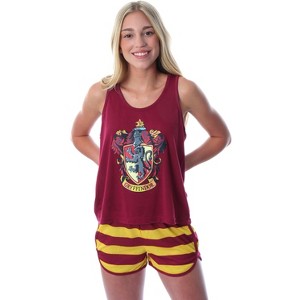 Harry Potter Women's Hogwarts House Crest Racerback Tank and Shorts Pajama Lounge Set - 1 of 4