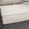 DOMETOUR 3 Pieces Conversation Set, Outdoor Wicker Rocker Swivel Patio Bistro Set, Rocking Chair with Glass Top Side Table,Khaki - 3 of 4