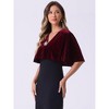 Allegra K Women's Velvet Cardigan Cocktail Party Bell Sleeve Open Front Cropped Shrug Bolero - 4 of 4