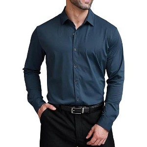 COOFANDY Mens Dress Shirts Long Sleeve 4-Way Stretch Wrinkle Free Shirts Button Down Business Formal Shirts - 1 of 4