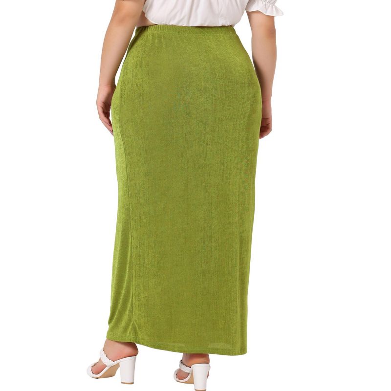 Agnes Orinda Women's Plus Size High Waist Stretch Elegant Bodycon Maxi Long Casual Pencil Skirt, 4 of 6