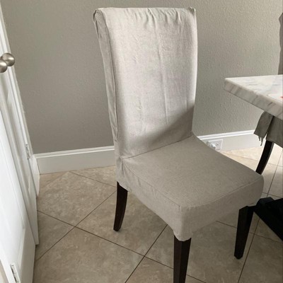 Farmhouse Basketweave Dining Room Chair Slipcover Oatmeal - Sure