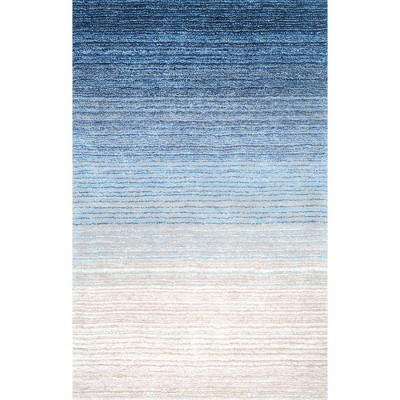 Nuloom Drey Striped 6x9 Shag Indoor Area Rug for Living Room Bedroom Dining Room Nursery, Blue/Ivory