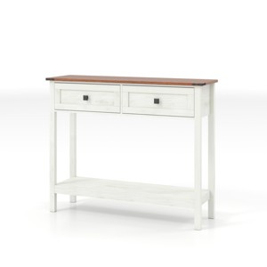 Syemin Console Tables Farmhouse Style Console Table with Drawer and Bottom Storage Shelf for Entryway Rustic Side Table, White, 39.37"*11.61"*32.08" - 1 of 4