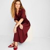 Women's Collared Long Sleeve Smocked Midi Shirtdress - Future Collective - 3 of 3