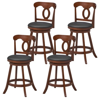 Tangkula 4 PCS Swivel Bar Stools 24 Inch Counter Height Bar Chairs w/ Ergonomic Backrest Espresso