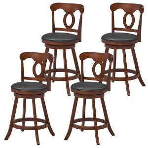 Tangkula 4 PCS Swivel Bar Stools 24 Inch Counter Height Bar Chairs w/ Ergonomic Backrest Espresso - 1 of 4