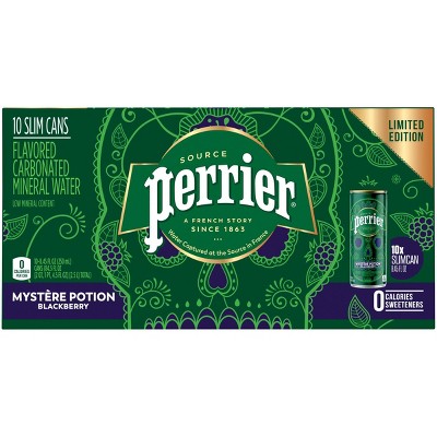 Perrier Mystery Potion Blackberry Flavored Carbonated Mineral Water - 10pk/8.45 fl oz Slim Cans
