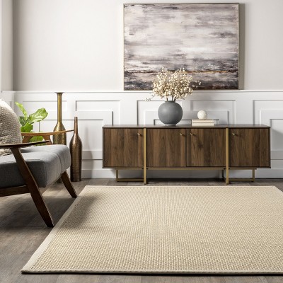 Handmade Natural Wool and Cotton Rectangular Area Rug