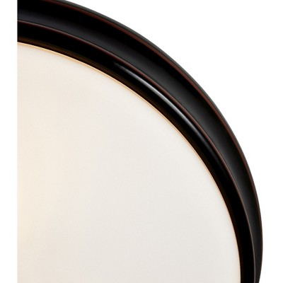 Oil Rubbed Bronze 14'' Flush Mount Ceiling Light with Opal Glass Shade
