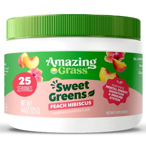 Amazing Grass Sweet Greens Vegan Dietary Supplement Powder - Peach Hibiscus - 1 of 4