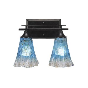 Toltec Lighting Uptowne 2 - Light Vanity in  Dark Granite with 5.5" Fluted Teal Crystal  Shade - 1 of 1