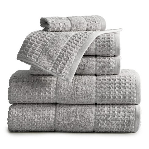 Market & Place Cotton Quick Dry Waffle Weave 4-Pack Bath Towel Set Light Grey