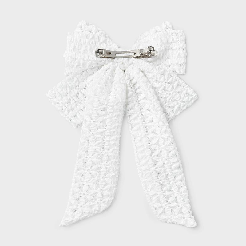 Lace Hair Bow Barrette with Tail - Wild Fable&#8482; White, 2 of 4