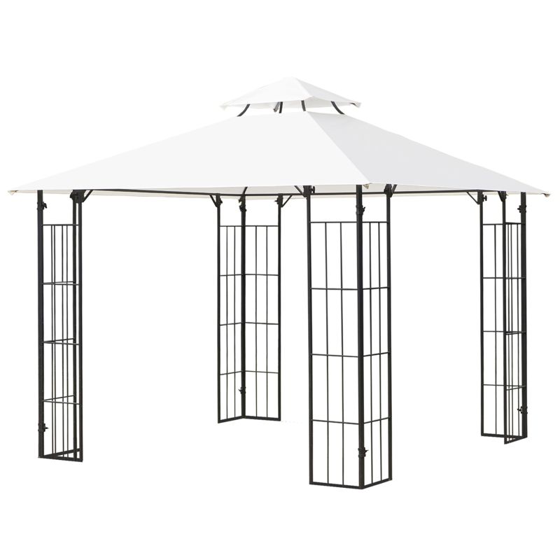 Outsunny 10' x 10' Patio Gazebo Outdoor Canopy with Vented Roof, Elegant Metal Frame, 1 of 9