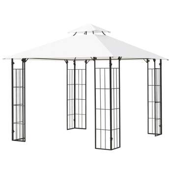Outsunny 10' x 10' Patio Gazebo Outdoor Canopy with Vented Roof, Elegant Metal Frame