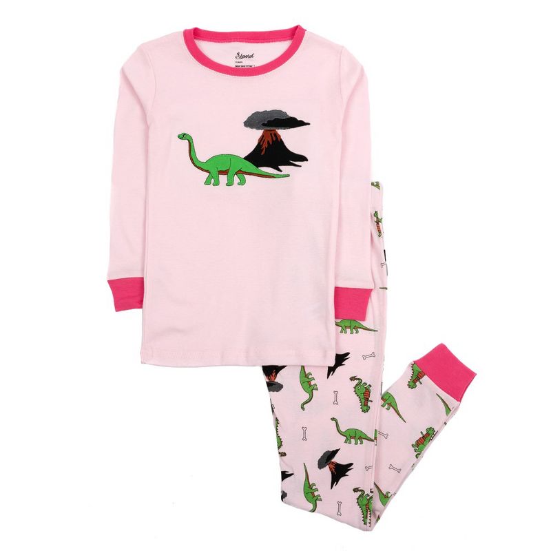 Leveret Kids Two Piece Cotton Unicorn and Dinosaur Pajamas, 1 of 3