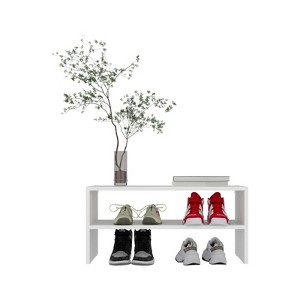 AZL1 Life Concept Shoe Rack with 2 Open Shelves Low Horizontal Design Freestanding Easy Assembly for Bedroom Home Use, White, 28.75"*15.36"*3.15" - 1 of 4