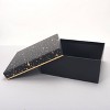 Bows And Sparkles 10"x10"x4" Foil Print Gift Box Black/Gold - 4 of 4
