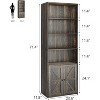 Garvee Farmhouse Bookcase with Doors 11.8in Deep Display Storage 23.6W x 71.4H Inches L-Shape Engineered Wood, Gray - 2 of 4