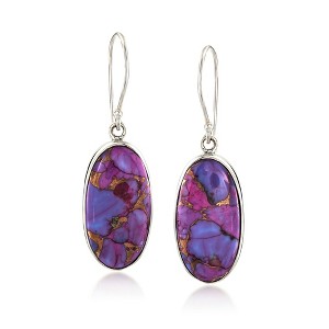 Ross-Simons Purple Turquoise Oval Drop Earrings in Sterling Silver - 1 of 4
