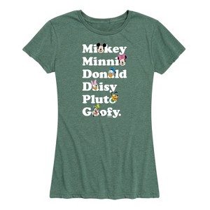 Women's - Disney - Mickey Friends Character List Short Sleeve Graphic T-Shirt - 1 of 4